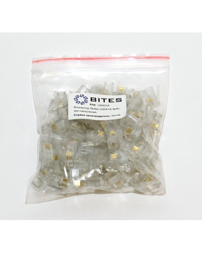 US010A (100шт). Телефонный разъем 4P4C (RJ-11). 5bites в Нижнем Новгороде
