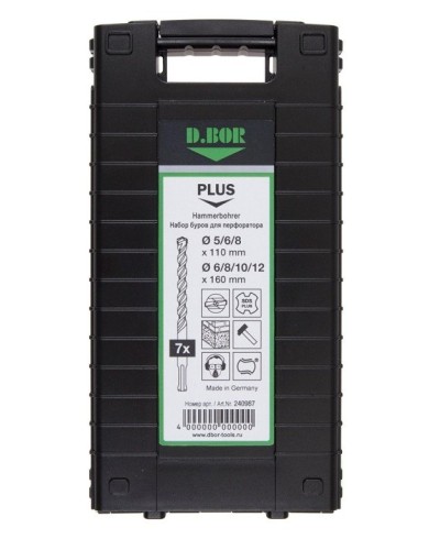 Набор буров SDS-plus V PLUS 7шт, 2-cutting (240987). Набор буров SDS-plus (5,6,8х110 мм; 6,8,10,12х160 мм). D.BOR в Нижнем Новгороде