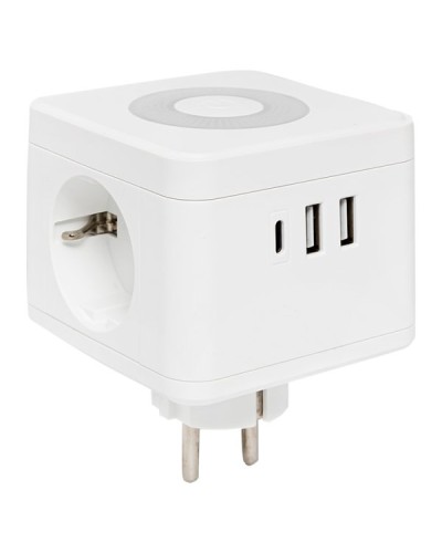 Тройник Куб 2 гнезда 2USB 2,4А+Type C + Ночник. Тройник Куб. EKF в Нижнем Новгороде