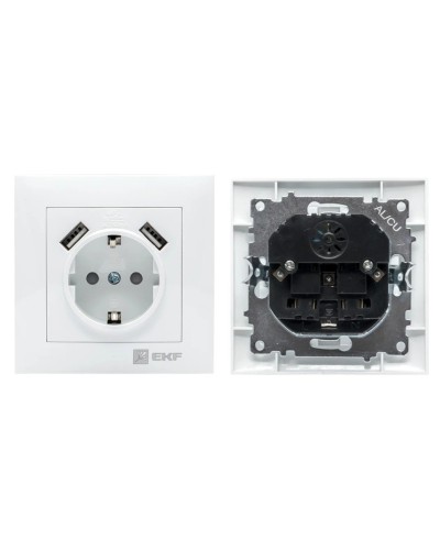 Валенсия розетка 1-местная с/з 16А (EWR16-028-10-2USB). Розетка 1-местная с/з 16А. EKF в Нижнем Новгороде