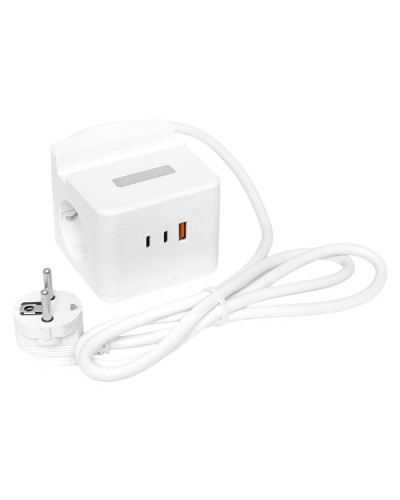 Удлинитель Куб 2 гнезда USB + 2Type C с быстрой зарядкой, подставкой под телефон и ночником 1,3 метра 1мм2. Удлинитель Куб. EKF в Нижнем Новгороде