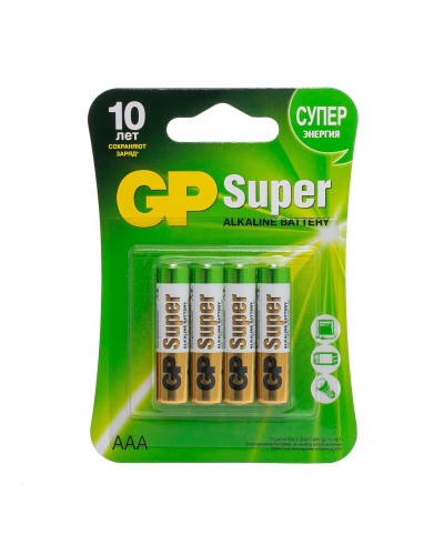 GP Super Alkaline 24A AAA (GP 24A-2CR4), упак. 4 шт. БЛИСТЕР. Алкалиновые батарейки. GP Batteries в Нижнем Новгороде
