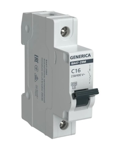 GENERICA ВА47-29М 1P C 16А 4,5кА (MVA21-1-016-C-G). Автоматический выключатель. IEK в Нижнем Новгороде