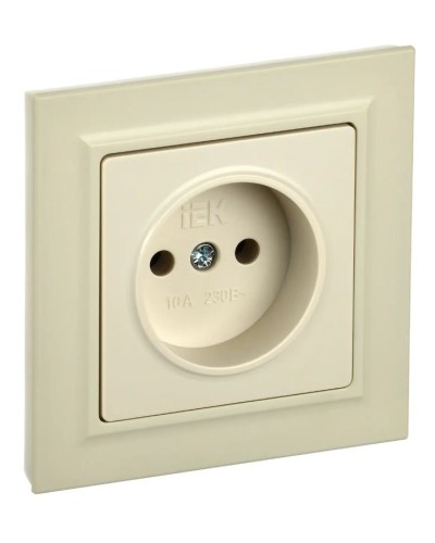 Розетка без з/к РС10-1-0-БрКр бежевый BRITE (BR-R10-10-K10). Розетка без заземления без защитных шторок. IEK в Нижнем Новгороде