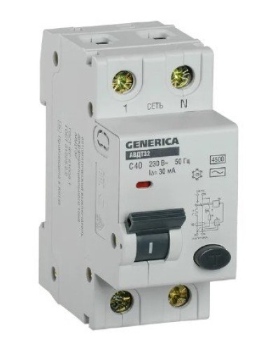 GENERICA АВДТ 32 C40 2Р 30мА (MAD25-5-040-C-30). Автоматический выключатель дифференциального тока. IEK в Нижнем Новгороде