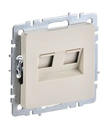 Розетка RJ45 РК10-2-БрКр кат.5E, бежевый BRITE (BR-K20-1-K10). Розетка компьютерная двойная. IEK в Нижнем Новгороде