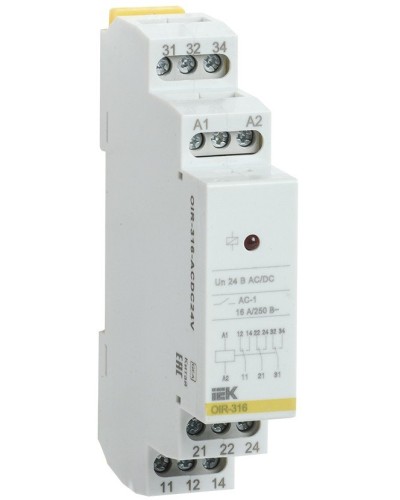 Реле промежуточное модульное OIR 3 контакта 16А 24В AC/DC (OIR-316-ACDC24V). Реле промежуточное модульное. IEK в Нижнем Новгороде
