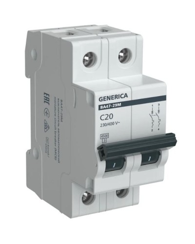 GENERICA ВА47-29М 2P C 20А 4,5кА (MVA21-2-020-C-G). Автоматический выключатель. IEK в Нижнем Новгороде