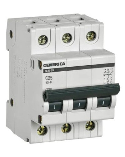 GENERICA ВА47-29 3P C 25А 4,5кА (MVA25-3-025-C). Автоматический выключатель. IEK в Нижнем Новгороде