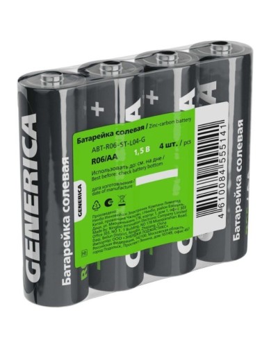 Батарейка солевая R06/AA GENERICA (4 шт) (ABT-R06-ST-L04-G). Батарейка солевая. IEK в Нижнем Новгороде