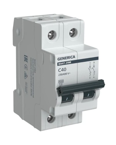 GENERICA ВА47-29М 2P C 40А 4,5кА (MVA21-2-040-C-G). Автоматический выключатель. IEK в Нижнем Новгороде