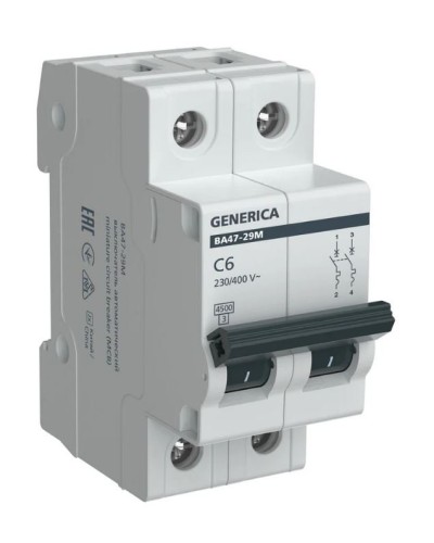 GENERICA ВА47-29М 2P C 6А 4,5кА (MVA21-2-006-C-G). Автоматический выключатель. IEK в Нижнем Новгороде