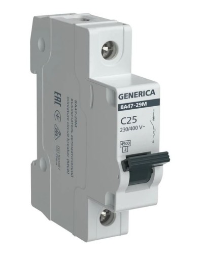 GENERICA ВА47-29М 1P C 25А 4,5кА (MVA21-1-025-C-G). Автоматический выключатель. IEK в Нижнем Новгороде