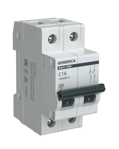GENERICA ВА47-29М 2P C 16А 4,5кА (MVA21-2-016-C-G). Автоматический выключатель. IEK в Нижнем Новгороде