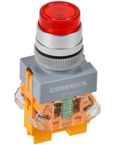 Кнопка D7-11DNZS d=22мм красная GENERICA (BBT50-11DNZS-3-11-K04-G). Кнопка управления с подсветкой и фиксацией. IEK в Нижнем Новгороде