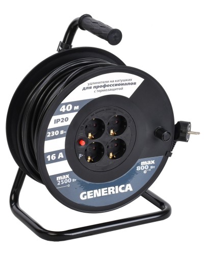 УК40 4 места 2P+PE, 40м GENERICA (WKP20-16-04-40-G). Удлинитель на катушке с термозащитой, 3х1,5кв.мм. IEK в Нижнем Новгороде