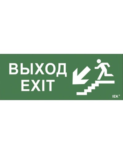 Самоклеящаяся этикетка Выход/лестница вниз/фигура для ССА (LPC10-1-35-13-VLVNF). Самоклеящаяся этикетка 240х90 мм. IEK в Нижнем Новгороде