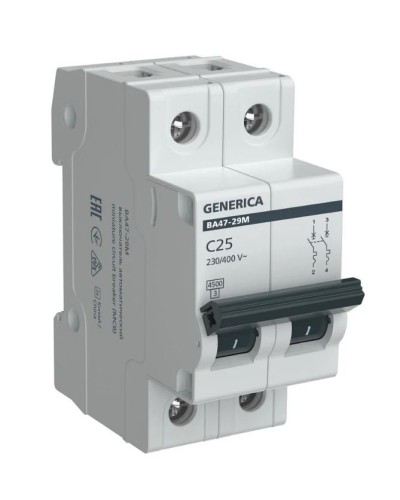 GENERICA ВА47-29М 2P C 25А 4,5кА (MVA21-2-025-C-G). Автоматический выключатель. IEK в Нижнем Новгороде