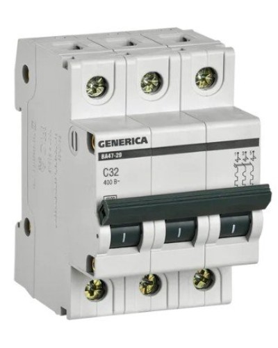 GENERICA ВА47-29 3P C 32А 4,5кА (MVA25-3-032-C). Автоматический выключатель. IEK в Нижнем Новгороде