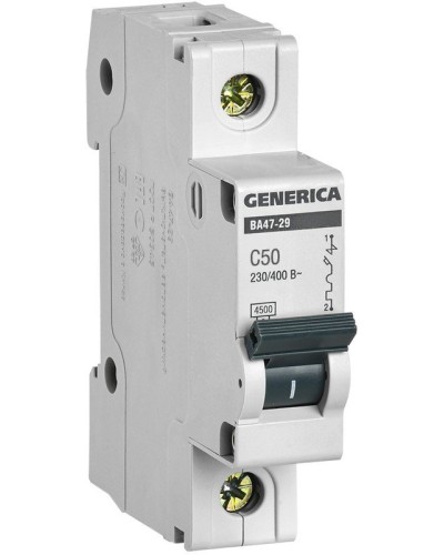 GENERICA ВА47-29 1P C 50А 4,5кА (MVA25-1-050-C). Автоматический выключатель. IEK в Нижнем Новгороде