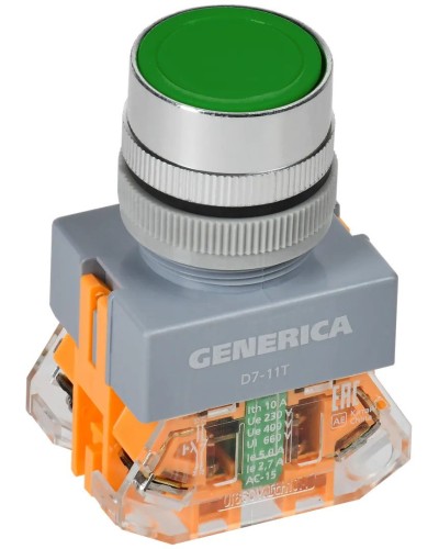 Кнопка D7-11T d=22мм зеленая GENERICA (BBT50-11T-3-21-K06-G). Кнопка управления с фиксацией. IEK в Нижнем Новгороде