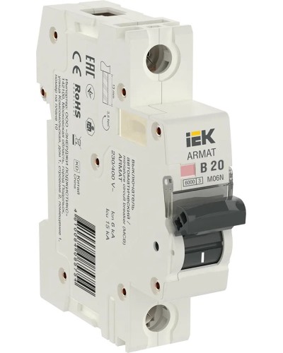 M06N 1P B 20А 6кА ARMAT (AR-M06N-1-B020). Автоматический выключатель. IEK в Нижнем Новгороде