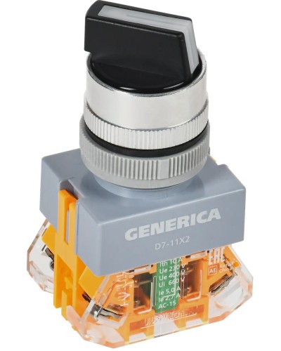 Переключатель D7-11X2 на 2 положения черный GENERICA (BSW50-11X2-3-21-2-K02-G). Переключатель. IEK в Нижнем Новгороде