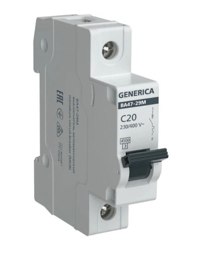 GENERICA ВА47-29М 1P C 20А 4,5кА (MVA21-1-020-C-G). Автоматический выключатель. IEK в Нижнем Новгороде