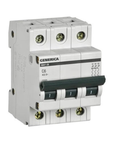 GENERICA ВА47-29 3P C 6А 4,5кА (MVA25-3-006-C). Автоматический выключатель. IEK в Нижнем Новгороде