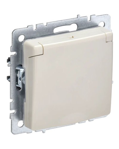 Розетка с з/к РСбш10-3-44-БрКр бежевый BRITE (BR-R16-16-44-K10). Розетка с заземлением с защитными шторками и крышкой. IEK в Нижнем Новгороде