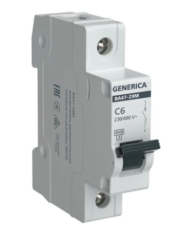 GENERICA ВА47-29М 1P C 6А 4,5кА (MVA21-1-006-C-G). Автоматический выключатель. IEK в Нижнем Новгороде