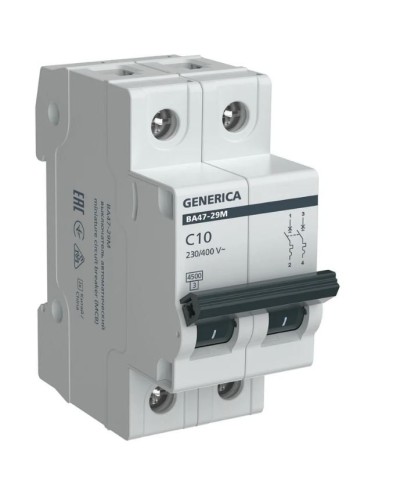 GENERICA ВА47-29М 2P C 10А 4,5кА (MVA21-2-010-C-G). Автоматический выключатель. IEK в Нижнем Новгороде