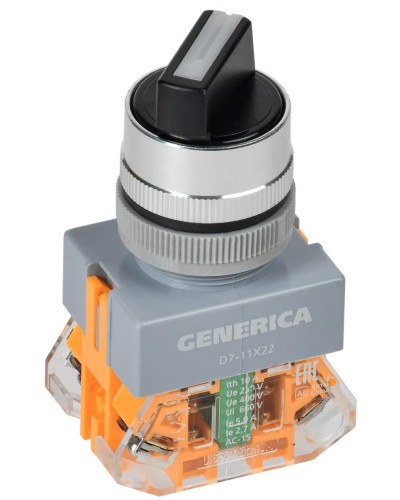 Переключатель D7-11X22 на 2 положения черный GENERICA (BSW50-11X22-3-22-2-K02-G). Переключатель с самовозвратом. IEK в Нижнем Новгороде