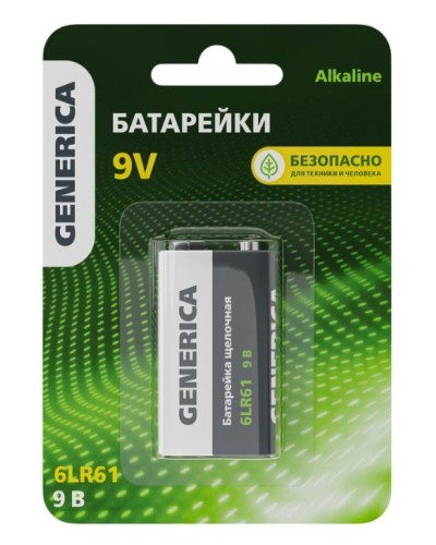Батарейка Alkaline 6LR61 9V GENERICA (ABT-6LR619V-ST-L02-G). Батарейка щелочная. IEK в Нижнем Новгороде