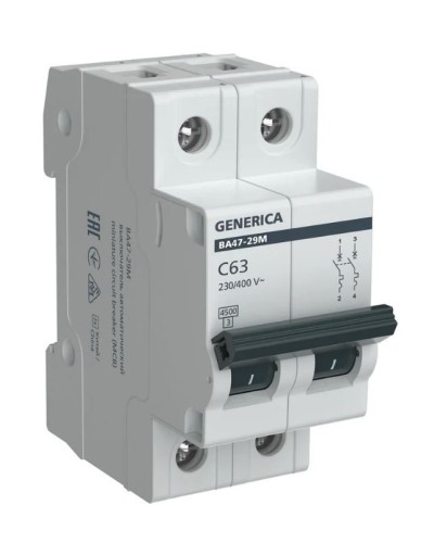 GENERICA ВА47-29М 2P C 63А 4,5кА (MVA21-2-063-C-G). Автоматический выключатель. IEK в Нижнем Новгороде