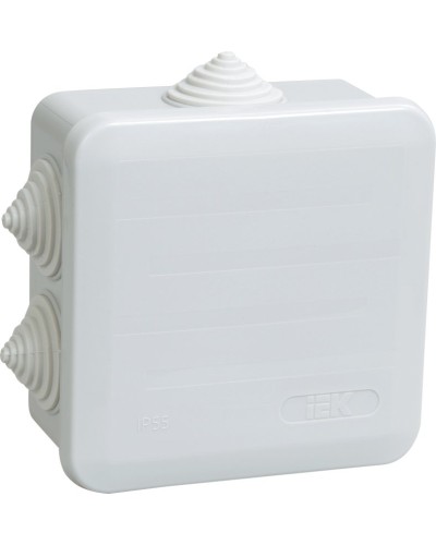Коробка распаячная КМ41255 100х100х50 открытой проводки IP44 6 гермовводов серая (UKOZ11-100-100-050-K41-44). Коробка распаячная безгалогенная (HF) с защелкивающейся крышкой. IEK в Нижнем Новгороде