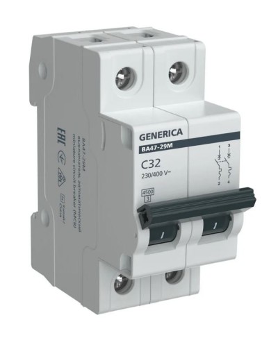 GENERICA ВА47-29М 2P C 32А 4,5кА (MVA21-2-032-C-G). Автоматический выключатель. IEK в Нижнем Новгороде