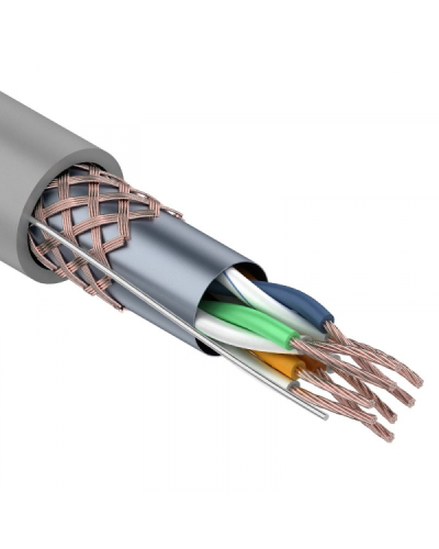 SF/UTP, CAT 5e, PVC, 4PR, 24AWG, INDOOR, STRANDED, серый, 305м, REXANT (01-0343). Кабель «витая пара» (LAN) для структурированных систем связи. Rexant в Нижнем Новгороде