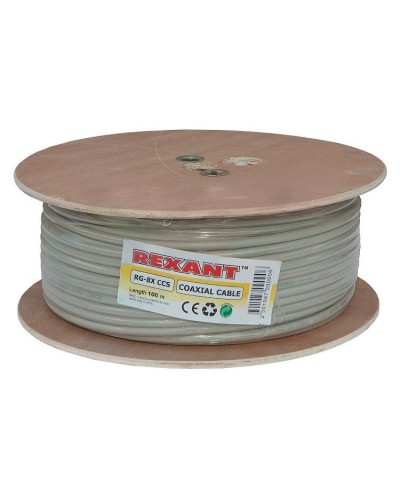 RG-8X, 50 Ом, CCS/Al/A, 75% (01-2021). Кабель коаксиальный радиочастотный. Rexant в Нижнем Новгороде