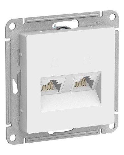 AtlasDesign розетка RJ45+RJ45, 2-местная, скрытой установки, механизм, белый (ATN000185). Розетка компьютерная. Systeme Electric в Нижнем Новгороде
