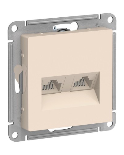 AtlasDesign розетка RJ45+RJ45, 2-местная, скрытой установки, механизм, бежевый (ATN000285). Розетка компьютерная. Systeme Electric в Нижнем Новгороде