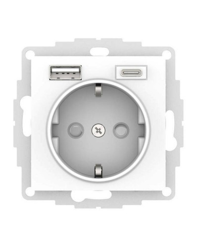 AtlasDesign розетка 1-местная с 2 USB A+C, скрытой установки, механизм, белый (ATN000132). Розетка с USB. Systeme Electric в Нижнем Новгороде