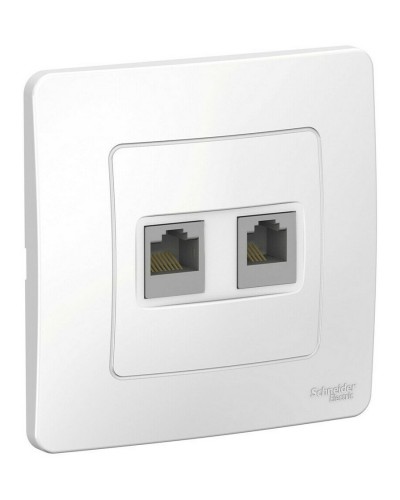 BLANCA розетка RJ45+RJ11 2-местная, кат. 5Е, скрытой установки, белый (BLNIS045111). Розетка компьютерная + телефонная. Systeme Electric в Нижнем Новгороде