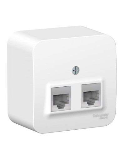 BLANCA розетка RJ11+RJ45, 2-местная, кат. 5Е, открытой установки, белый (BLNIA045111). Розетка компьютерная + телефонная с изолированной пластиной. Systeme Electric в Нижнем Новгороде