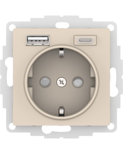 AtlasDesign розетка 1-местная с 2 USB A+C, скрытой установки, механизм, бежевый (ATN000232). Розетка с USB. Systeme Electric в Нижнем Новгороде