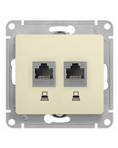 Glossa розетка RJ11+RJ45, 2-местная, кат. 5Е, скрытой установки, механизм, бежевый (GSL000285). Розетка компьютерная + телефонная. Systeme Electric в Нижнем Новгороде