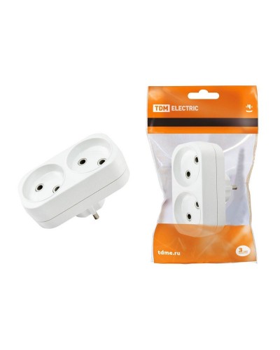 Блок на 2 гнезда 2П б/з плоский 6А 250B TDM (SQ1806-0025). Розетка. TDM ЕLECTRIC в Нижнем Новгороде