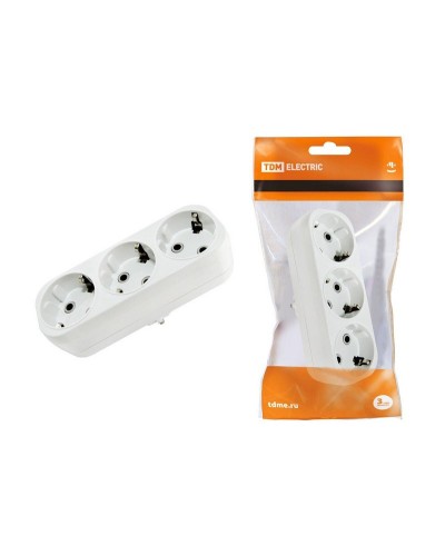 Блок на 3 гнезда 2П+З плоский 16А 250B TDM (SQ1806-0033). Розетка. TDM ЕLECTRIC в Нижнем Новгороде