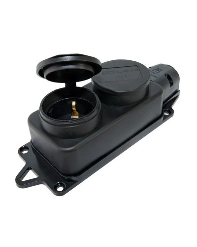Розетка двухместная 2Р+РЕ 16А 250В IP44 (SQ0612-0037). Розетка двухместная с заглушками каучук. TDM ЕLECTRIC в Нижнем Новгороде