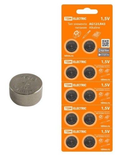 AG12/LR43 Alkaline 1,5V BP-10 TDM (SQ1702-0046). Элемент питания. TDM ЕLECTRIC в Нижнем Новгороде